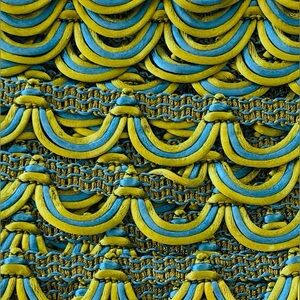 2 tone turquoise, & lime green Double loop scalloped braid in ornamental trim